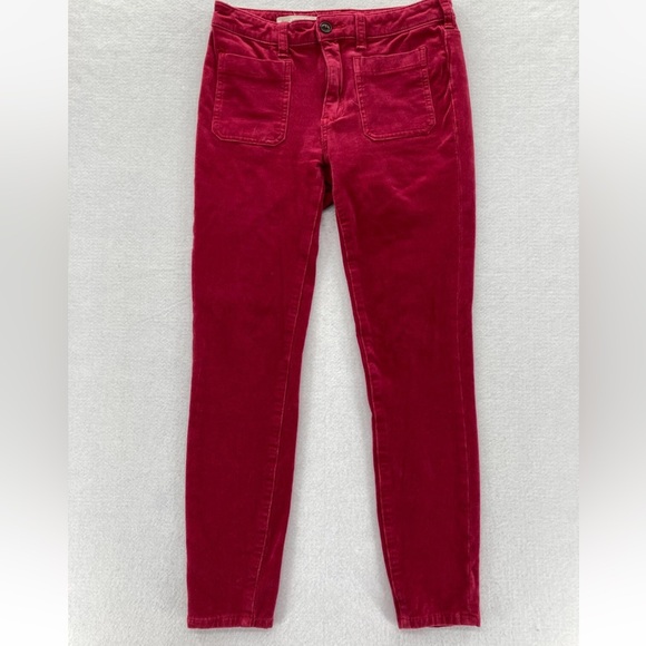 Pilcro and the Letterpress NWOT Corduroy Pant High Rise Skinny Red Stretch 27. - Picture 4 of 9